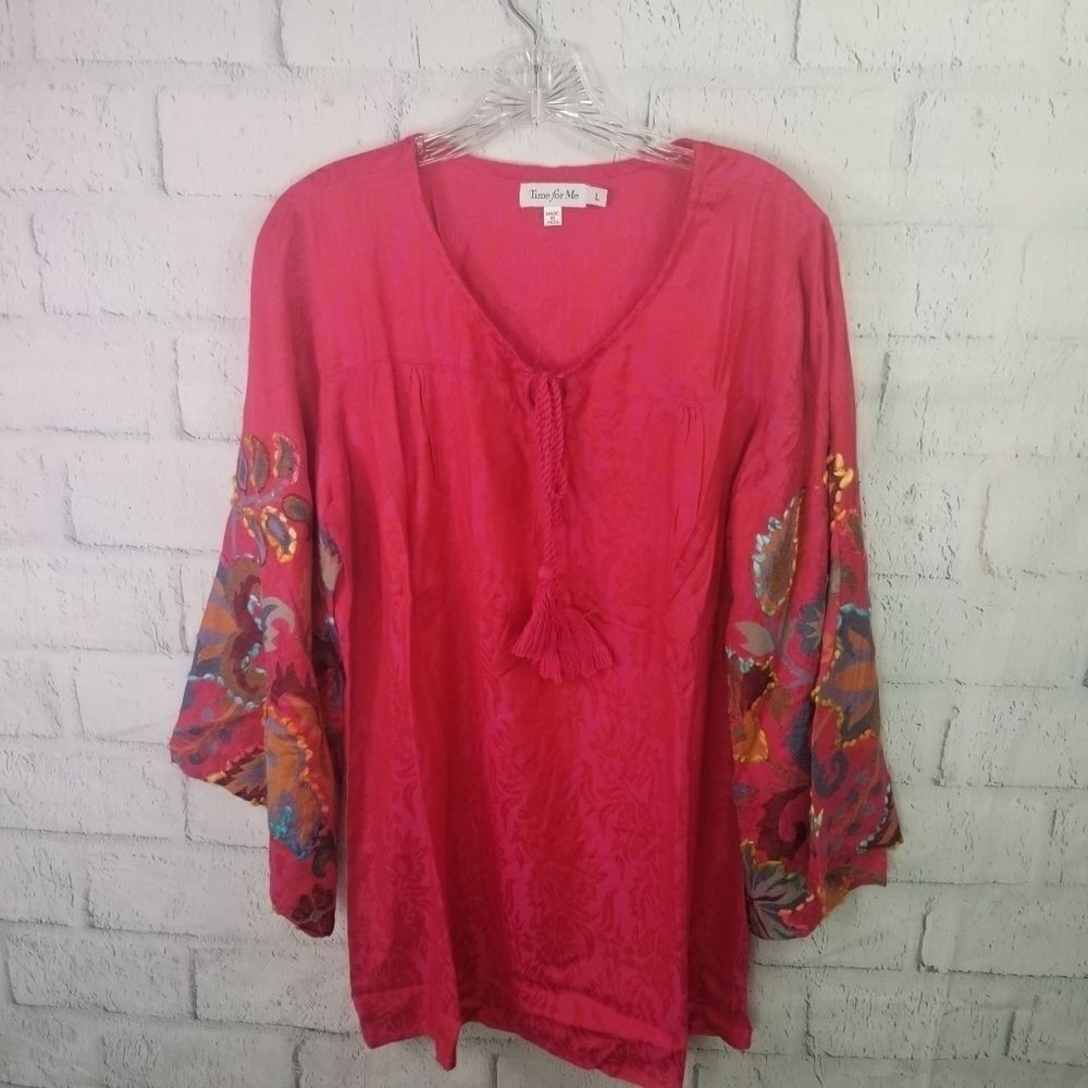 Time For Me Boho Embroidered Bell Sleeve. - Picture 7 of 8